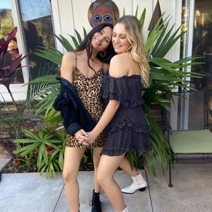 Polka dot off shoulder dress